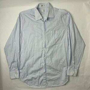 Peter Millar Mens Size 16 Large Button Front‎ Long Sleeve Shirt Blue Plaid